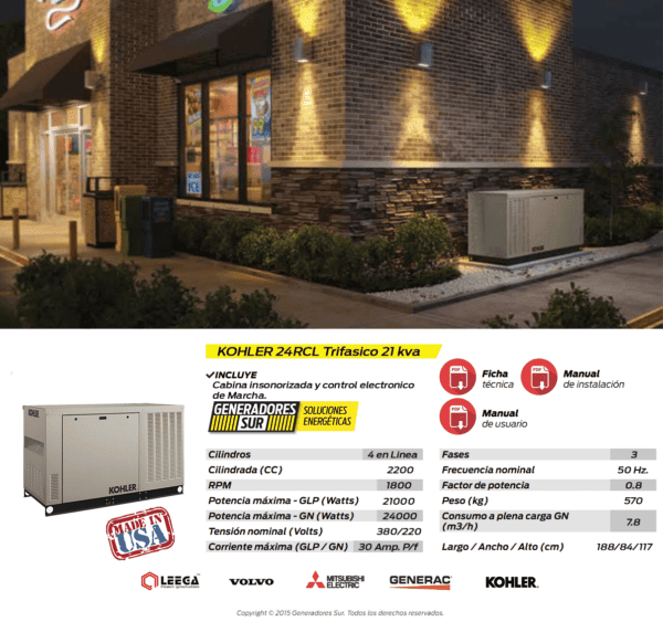Grupo Electrógeno a Gas 24RCL 24kva Trifásico con TTA Kohler - Imagen 9