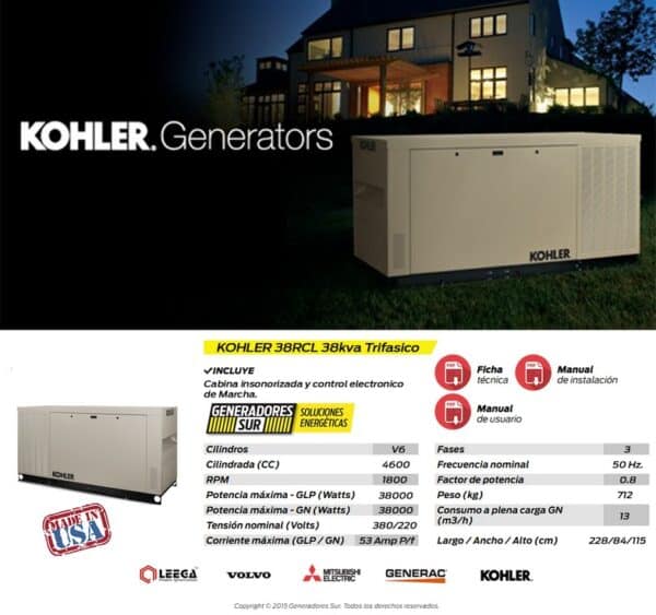 Grupo Electrógeno a Gas 38RCL 38kva Trifásico con TTA Kohler - Imagen 10