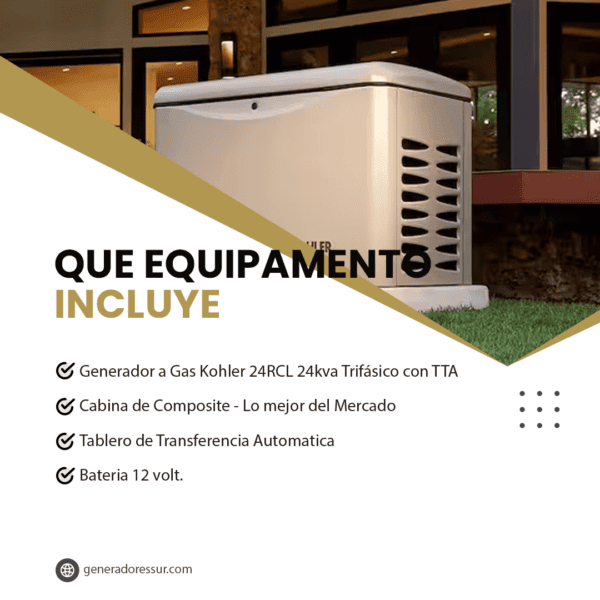 Grupo Electrógeno a Gas 24RCL 24kva Trifásico con TTA Kohler - Imagen 2