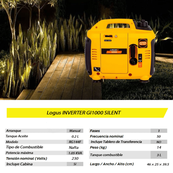 Grupo Electrógeno INVERTER GI1000 SILENT Logus - Imagen 8