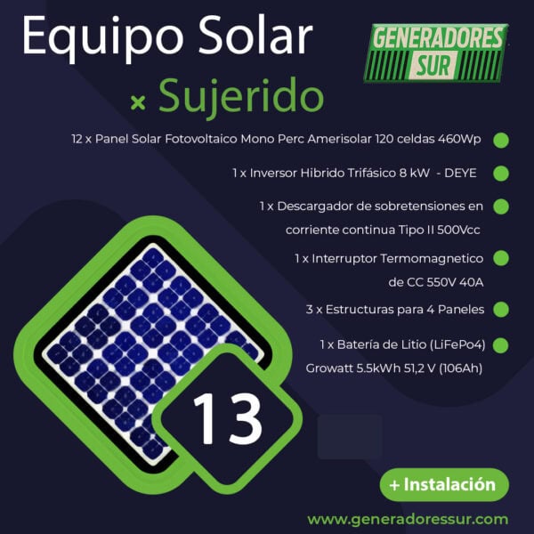 Sistema de Energía Solar 13 T-C/BL - Imagen 2