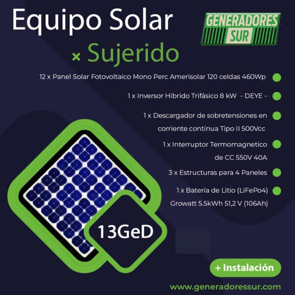 Sistema Energía Solar 13GeD T-C/BL - Imagen 2