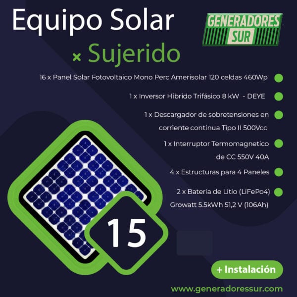 Sistema de Energía Solar 15 T-C/BL - Imagen 2