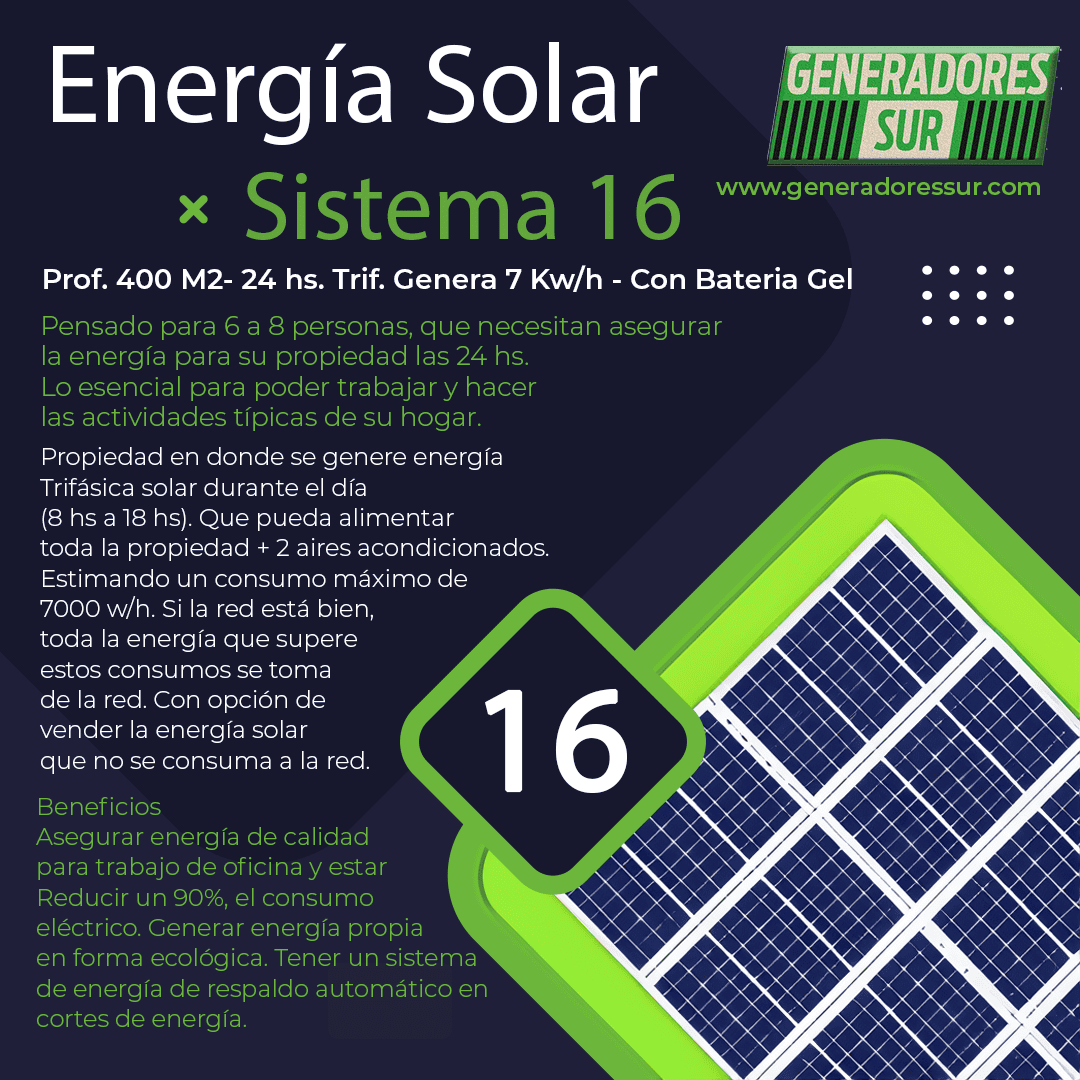 Sistema de Energía Solar 16 T-C/BG