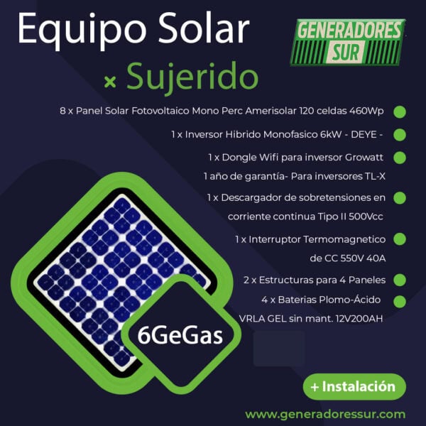 Sistema de Energía Solar + 6 GeGas - M C/BG - Imagen 2