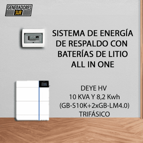 Sistema Energía de Respaldo con Bateria de Litio Deye 12 All in One  - 10 Kw / 8,2 Kw  - 48 v - Trifásico