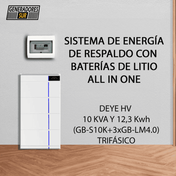Sistema Energía de Respaldo con Bateria de Litio Deye 13 All in One  - 10 Kw / 12,3 Kw  - 48 v - Trifásico