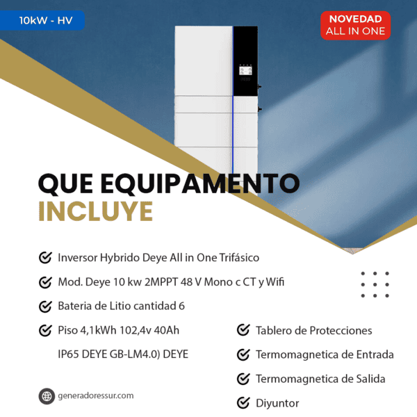 Sistema Energía de Respaldo con Bateria de Litio Deye 16 All in One  - 10 Kw / 24,6 Kw  - 48 v - Trifásico - Imagen 12