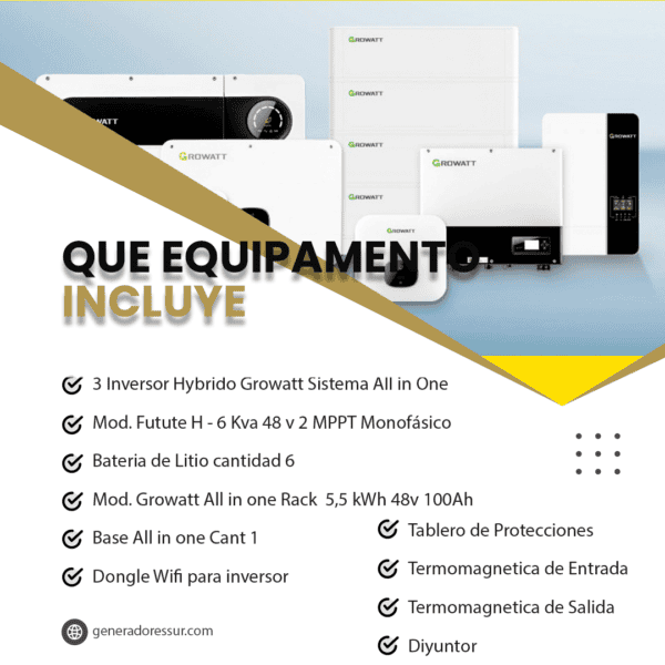 Sistema Energía de Respaldo con Bateria de Litio Growatt - All in One Serie Future 7 - 18 Kw / 33 Kw - 48v  – Trifásico - Imagen 4