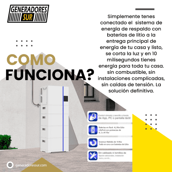 Sistema Energía de Respaldo con Bateria de Litio Deye 12 All in One  - 10 Kw / 8,2 Kw  - 48 v - Trifásico - Imagen 7