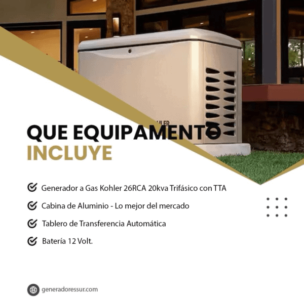 Grupo Electrógeno a Gas 26RCA 20kva Trifásico con TTA Kohler - Imagen 10