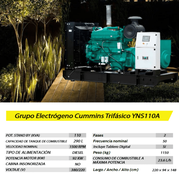 Grupo Electrógeno Cummins Trifásico YNS110A 110KVA - Imagen 8