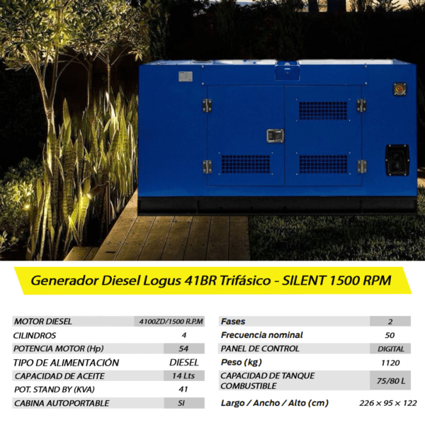Grupo Electrógeno Diesel Logus 41BR Trifásico - SILENT 1500 RPM - Imagen 8