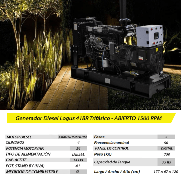 Grupo Electrógeno Diesel Logus 69BR Trifásico - ABIERTO 1500 RPM - Imagen 7