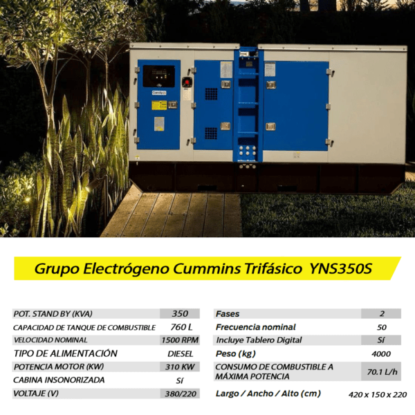 Grupo Electrógeno Diesel Cummins Trifásico YNS350S 350 KVA - Imagen 8