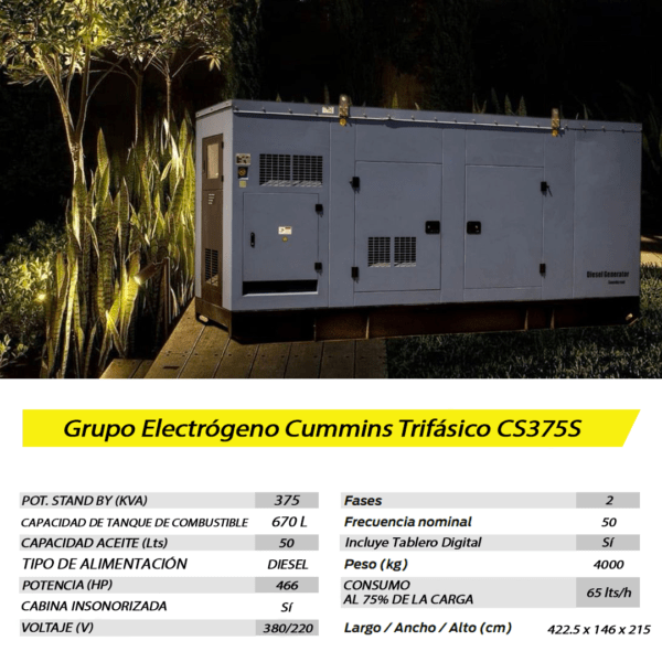 Grupo Electrógeno Diesel Cummins Trifásico CS375S 375 KVA - Imagen 8